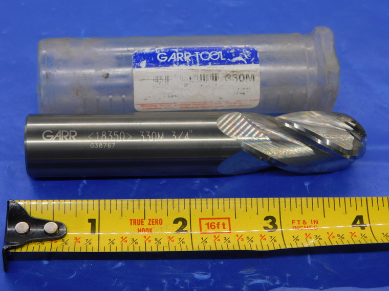 NEW GARR 3/4 O.D. 1 3/4 LOC BALL NOSE SOLID CARBIDE END MILL 4 FL 330M 18350 .75 - MS3802JHD