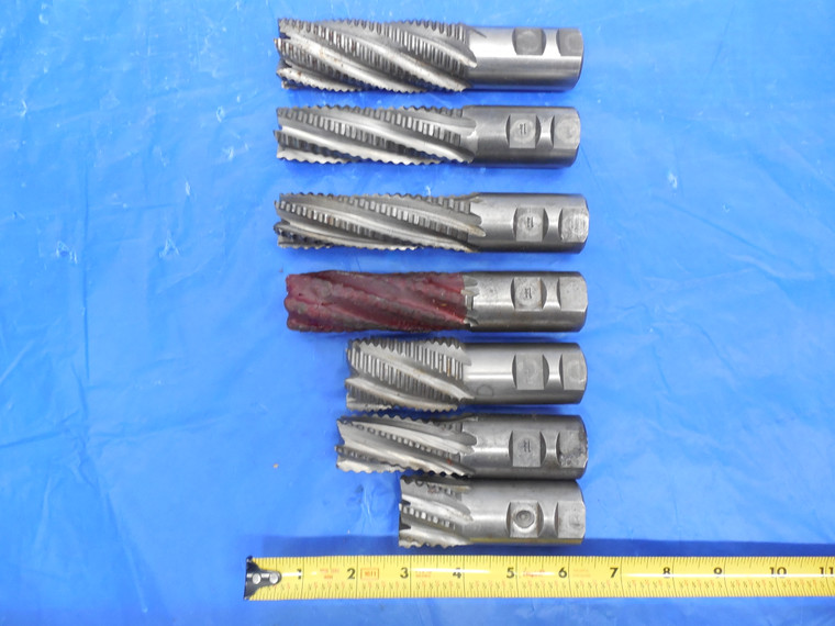 7 PCS ROUGHING END MILLS USED / REGROUND LEAD HSS COBALT 1 1/4" SHANK BRIDGEPORT - JH1413JHD