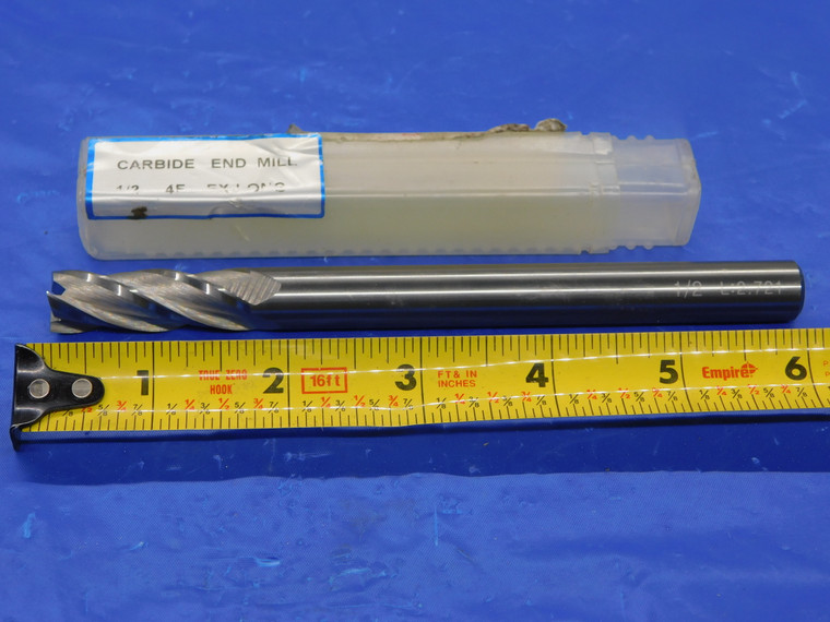NEW 1/2 O.D. 1 1/2 LOC SOLID CARBIDE END MILL 4 FL L:2.721 .5 EXTRA LONG - MS3835JHD
