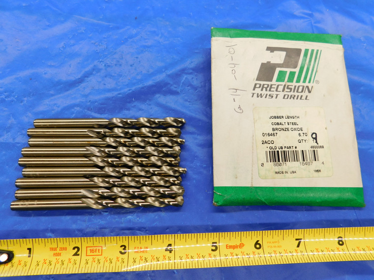 9PCS PTD 6.7MM BRONZE OXIDE COBALT STEEL JOBBER TWIST DRILL BIT 52MM LOC 6.7 - MS3929BU