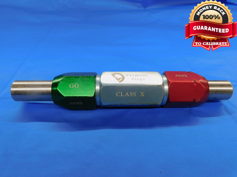 .6680 & .6688 CL X PIN PLUG GAGE GO NO GO .6719 -.0031 43/64 17 mm .668  CHECK - DW11485BU