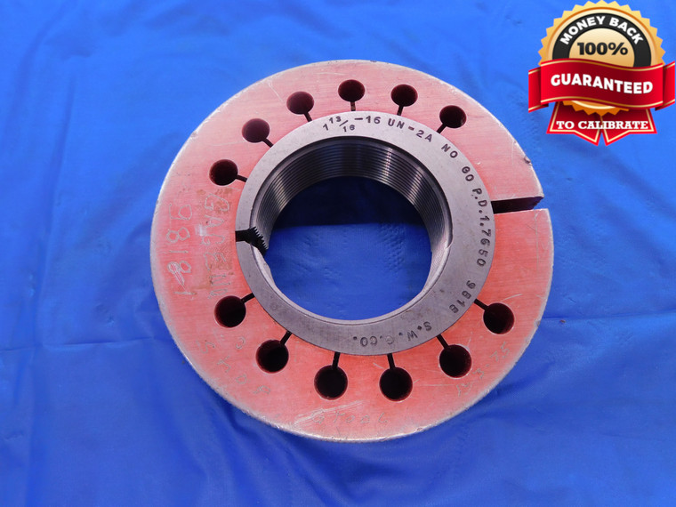 1 13/16 16 UN 2A THREAD RING GAGE 1.8125 NO GO ONLY P.D. = 1.7650 INSPECTION - DW11610AA1