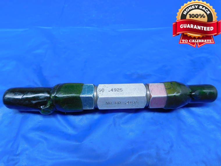 .4925 & .4935 PIN PLUG GAGE GO NO GO .5000 -.0065 UNDERSIZE 1/2 12.535 mm   - JR0249AC1