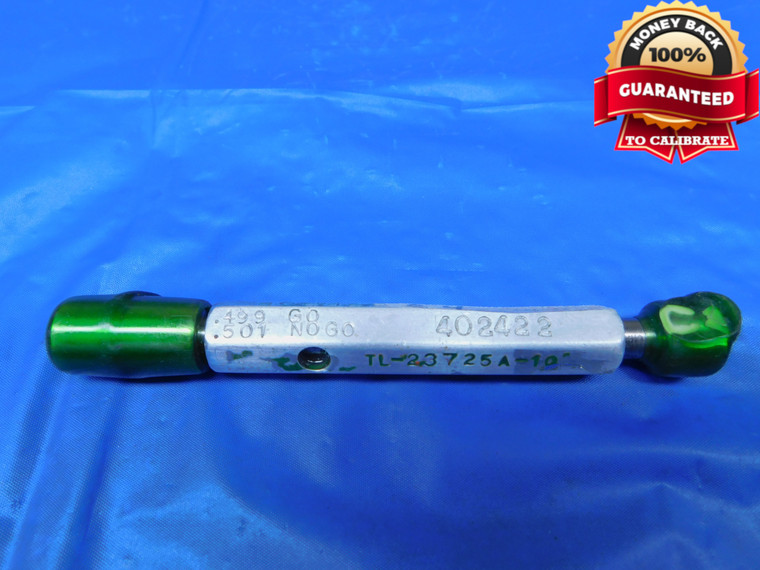 .499 & .501 MASTER PLAIN BORE RING GAGE .5000 -.0010 1/2 12.725 mm .4990 .5010 - JR0318AC1