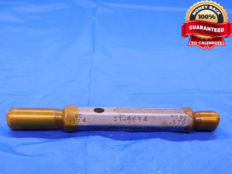 .374 & .376 PIN PLUG GAGE GO NO GO .3750 -.0010 3/8 9.550 mm .3740 .3760 - MB0397AC1