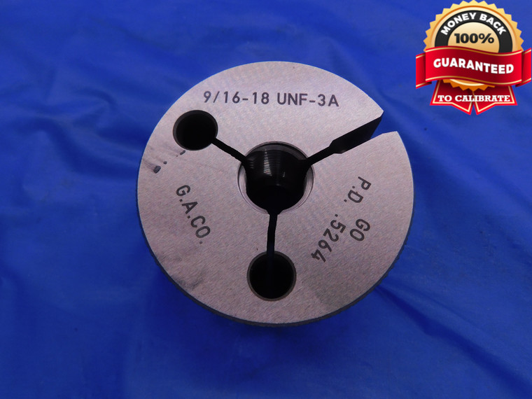 9/16 18 UNF 3A EXTRA THICK THREAD RING GAGE .5625 GO ONLY P.D. = .5264 - DW11742BU