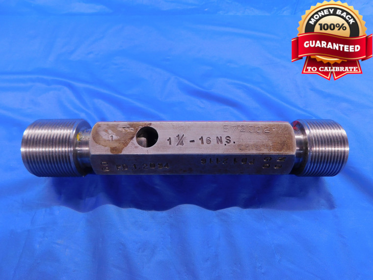 1 1/4 16 NS THREAD PLUG GAGE 1.25 GO NO GO P.D.'S = 1.2094 & 1.2116 1.250 1.2500 - DW11770AC1