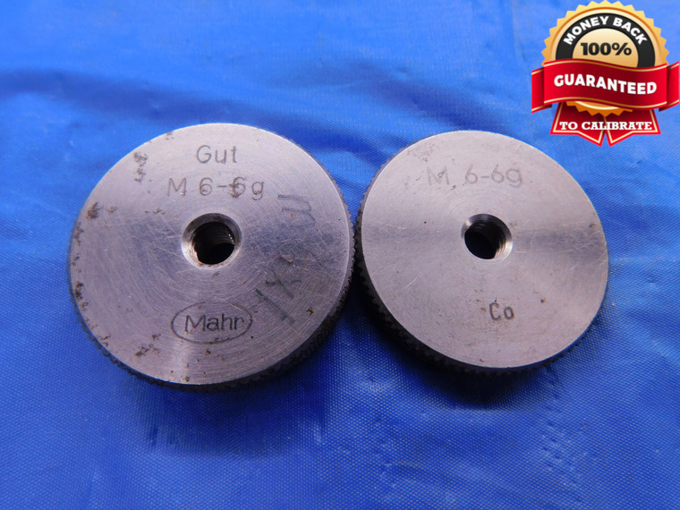 M6 X 1 6g METRIC SOLID THREAD RING GAGES GO NO GO P.D.'S = 5.324 & 5.212 CHECK - DW11804HX