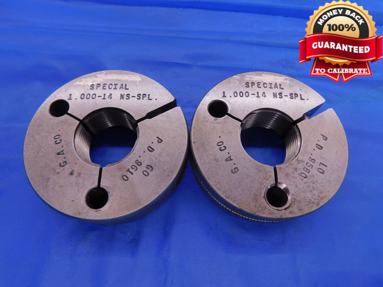 1" 14 NS SPL SPECIAL THREAD RING GAGES 1.0 GO NO GO P.D.'S = .9610 & .9580 1.00 - DW11908AC1