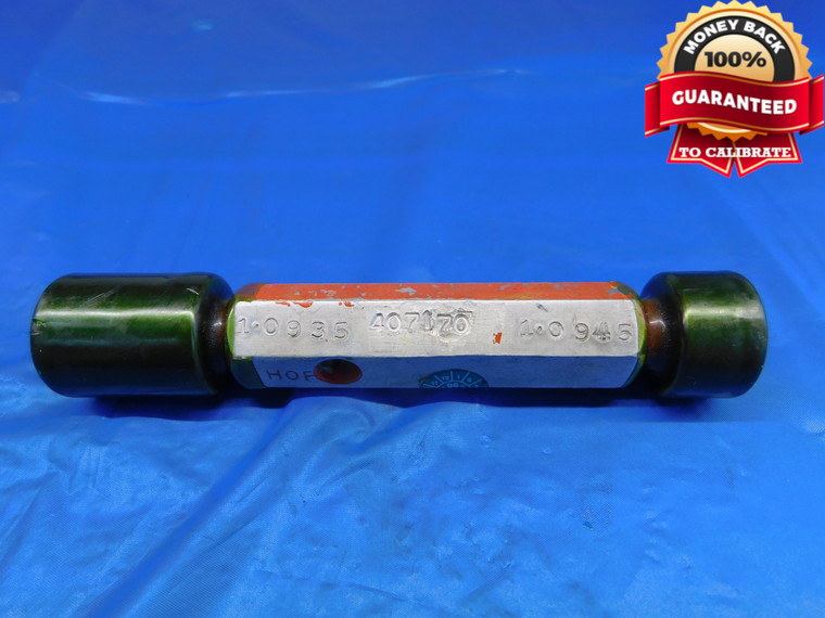 1.0935 & 1.0945 PIN PLUG GAGE GO NO GO 1.0938 -.0003 UNDERSIZE 1 3/32 28 mm   - AR0090AC1