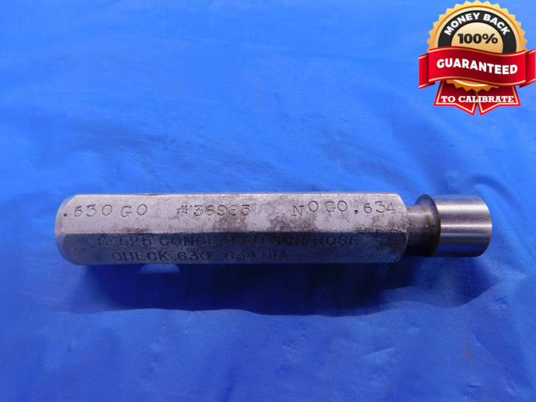 .634 PIN PLUG GAGE .6250 -.0066 OVERSIZE 5/8 16 mm .6340 INSPECTION CHECK - DW11946BU