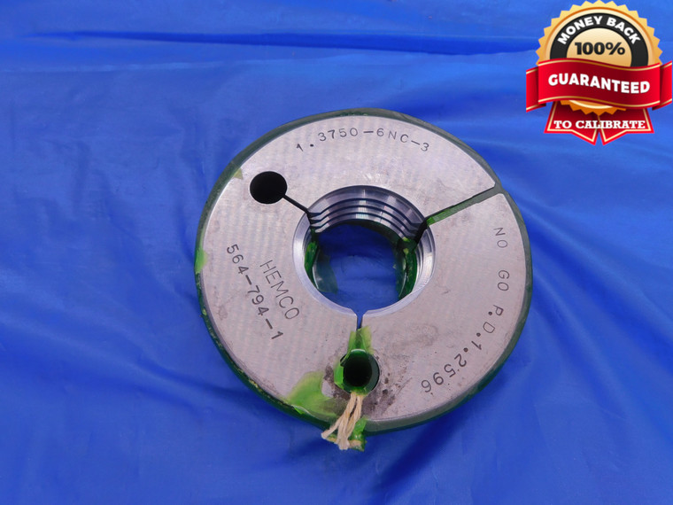 1 3/8 6 NC 3 THREAD RING GAGE 1.375 NO GO ONLY P.D. = 1.2596 UNC-3 1.3750 CHECK - DW12036RD