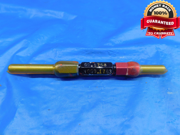 .1758 & .1763 PIN PLUG GAGE GO NO GO .1719 +.0039 UNDERSIZE 11/64 4.465 mm   - AR0537AC1