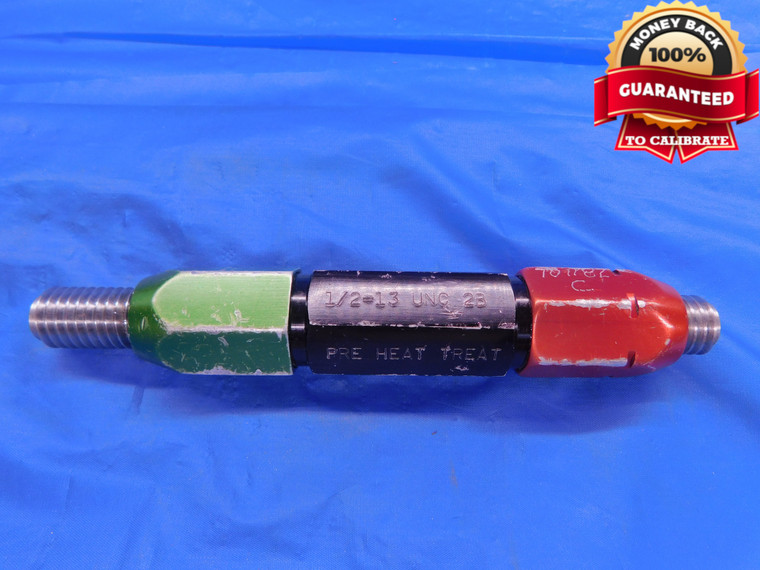 1/2 13 UNC 2B PRE HEAT TREAT THREAD PLUG GAGE .5 GO NO GO P.D.'S = .4513 & .4565 - DW12057AC1