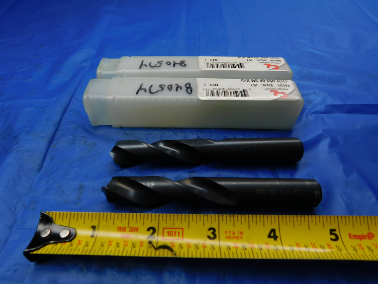 2PCS CHICAGO LATROBE 17/32 HSS SCREW MACHINE TWIST DRILL BIT .53125 4534 157 - JR0991LVR