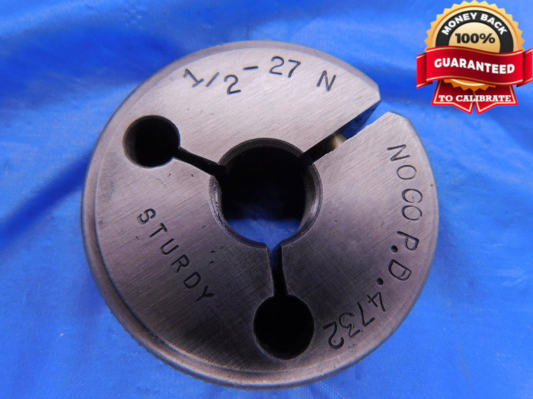 1/2 27 N THREAD RING GAGE .5 NO GO ONLY P.D. = .4732 .50 .500 .5000 INSPECTION - DW12122RD