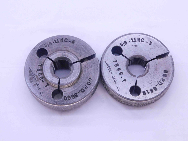 5/8 11 NC 3 THREAD RING GAGES .625 .6250 GO NO GO P.D.'S = .5660 & .5618 UNC-3 - DW12142RD