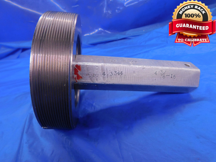 4 3/8 16 N 3 THREAD PLUG GAGE 4.375 GO ONLY P.D. = 4.3344 4.3750 INSPECTION CHECK - DW12170RD