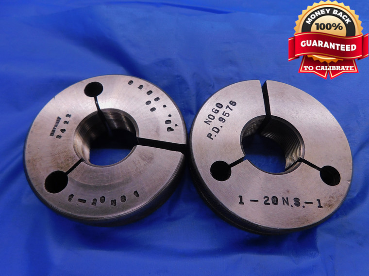 1" 20 NS 1 THREAD RING GAGES 1.0 GO NO GO P.D.'S = .9650 & .9576 1.00 1.000 - DW12214RD