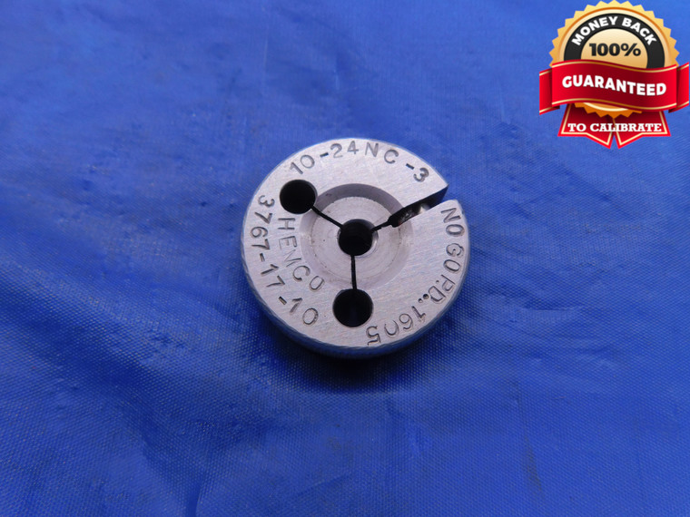 10 24 NC 3 THREAD RING GAGE #10 .190 NO GO ONLY P.D. = .1605 UNC-3 .1900 CHECK - DW12218RD