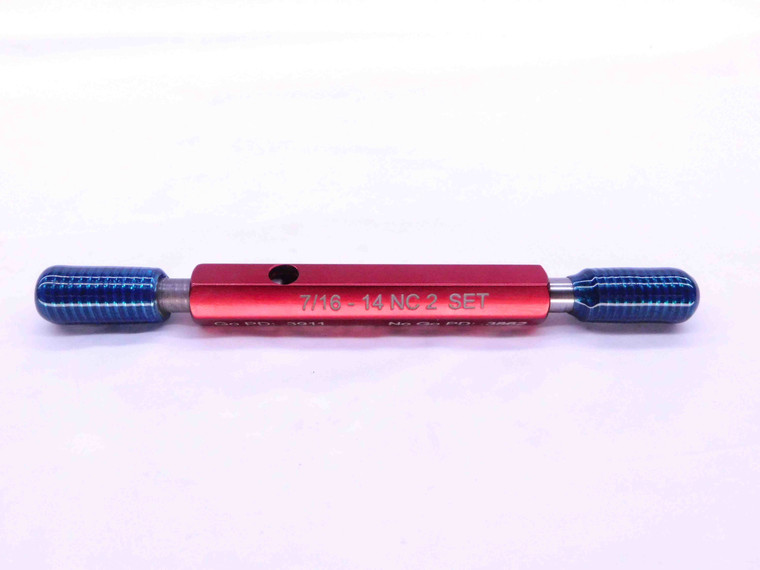 7/16 14 NC 2 SET THREAD PLUG GAGE .4375 GO NO GO P.D.'S = .3911 & .3862 CHECK - DW12255RD