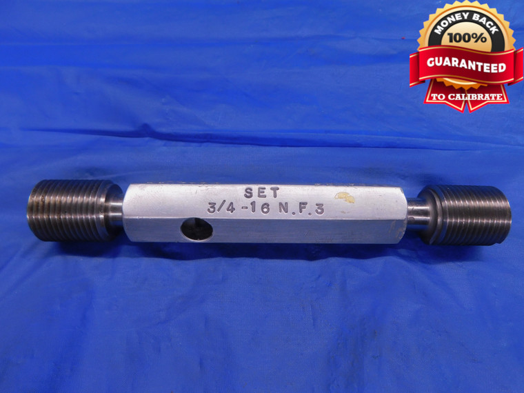 3/4 16 NF 3 SET THREAD PLUG GAGE .75 GO NO GO P.D.'S = .7094 & .7062 .750 .7500 - DW12248RD