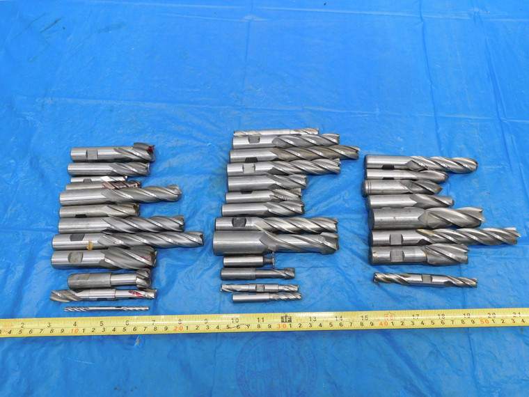 13 LB LOT OF HSS LEAD & COBALT END MILLS 1" 5/8" 1/2" 3/8" & SMALLER SHANK DIA - JH1748LVR