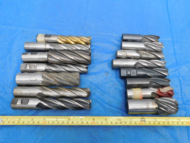 15 PC LOT OF HSS LEAD & COBALT END MILLS 1" 5/8" 1/2" 3/8" & SMALLER SHANK DIA - JH1749LVR