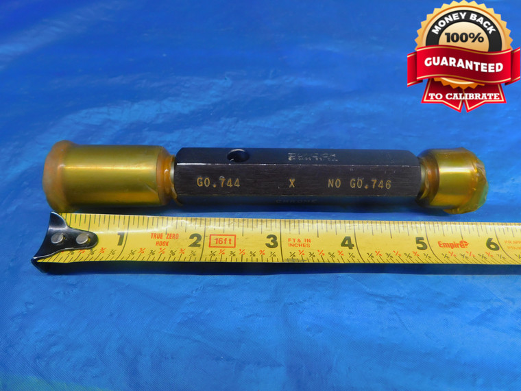 .744 & .746 CL X PIN PLUG GAGE GO NO GO .7500 -.0040 3/4 19 mm .7440 .7460 - AR1200AC1