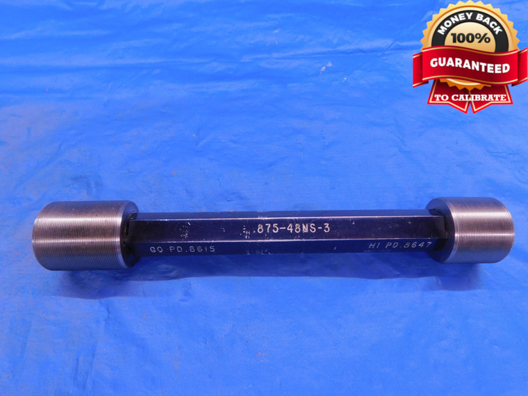 7/8 48 NS 3 THREAD PLUG GAGE .875 GO NO GO P.D.'S = .8615 & .8647 .8750 CHECK - DW12568AG1