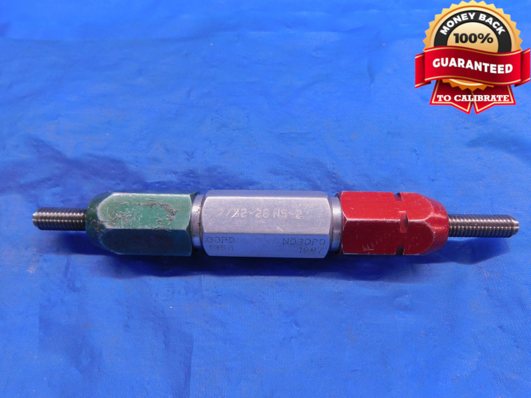 7/32 28 NS 2 THREAD PLUG GAGE .21875 .2188 GO NO GO P.D.'S = .1956 & .1987 - DW12672AG1