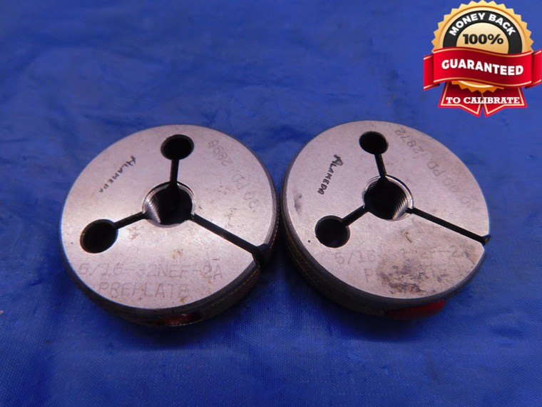 5/16 32 NEF 2A PREPLATE THREAD RING GAGES .3125 GO NO GO P.D.'S = .2896 & .2872  - DW12729LVR