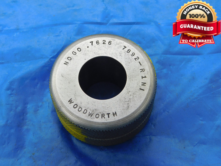 .7626 MASTER PLAIN BORE RING GAGE .7656 -.0030 OVERSIZE 49/64 19.370 mm -