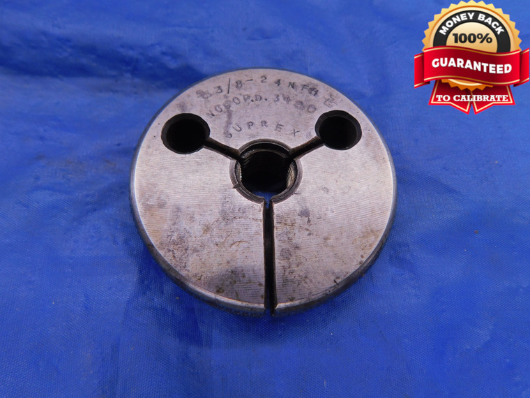 3/8 24 NF 1 THREAD RING GAGE .375 NO GO ONLY P.D. = .3420 UNF-1 .3750 CHECK - DW12782LVR