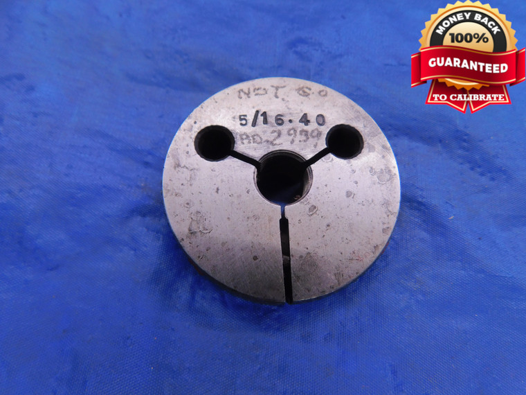 5/16 40 THREAD RING GAGE .3125 NO GO ONLY P.D. = .2939 5/16"-40 INSPECTION CHECK - DW12799LVR