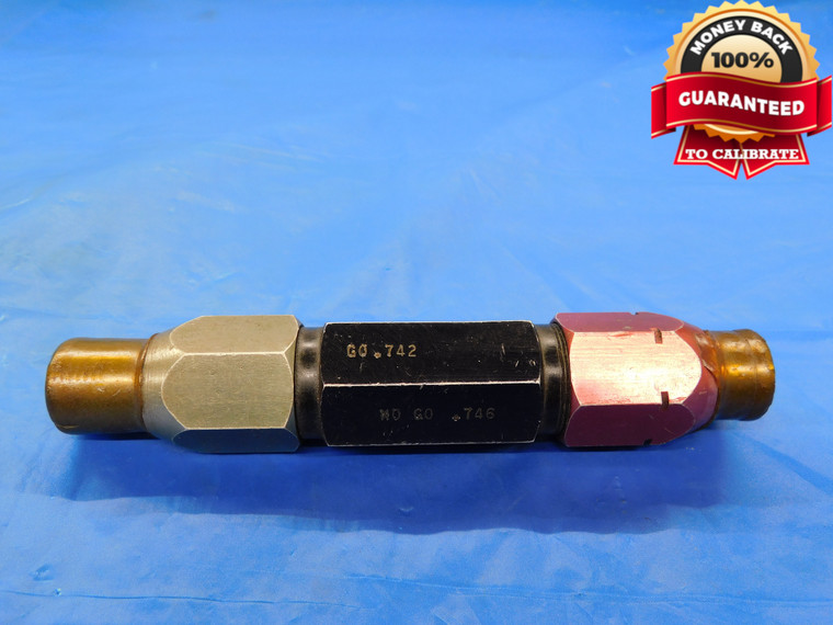 .742 & .746 CL XX PIN PLUG GAGE GO NO GO .7500 -.0040 3/4 19 mm .7420 .7460 - MB2506AD1