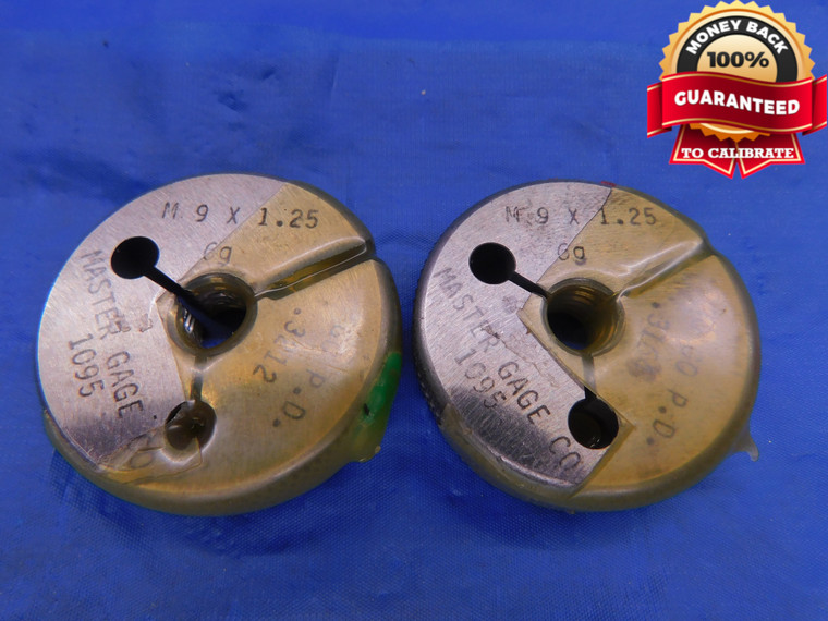M9 X 1.25 6g METRIC THREAD RING GAGES GO NO GO P.D.'S = .3212 & .3164 CHECK - DW12831AL1