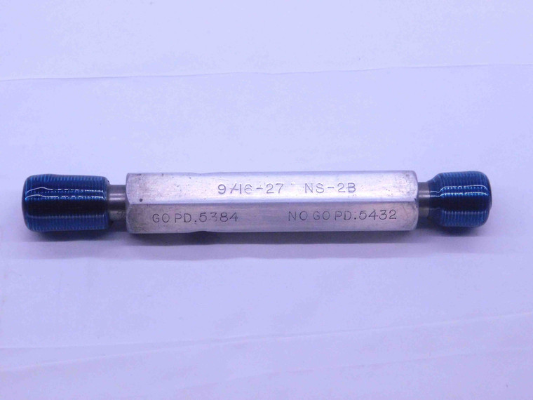 9/16 27 NS 2B THREAD PLUG GAGE .5625 GO NO GO P.D.'S = .5384 & .5432 UNS-2B - DW12932AL1