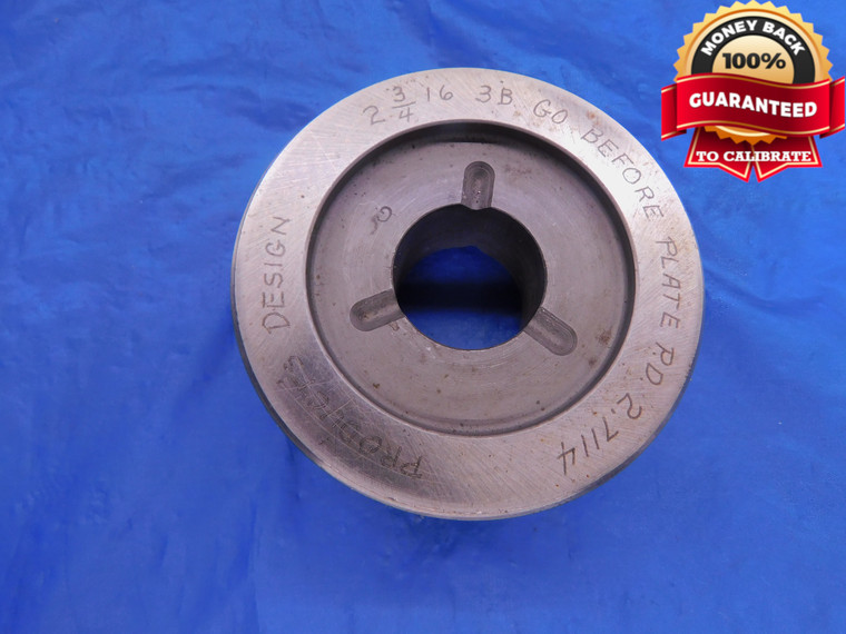 2 3/4 16 3B BEFORE PLATE THREAD PLUG GAGE 2.75 GO NO GO PD'S = 2.7114 & 2.7163  - DW12996RD