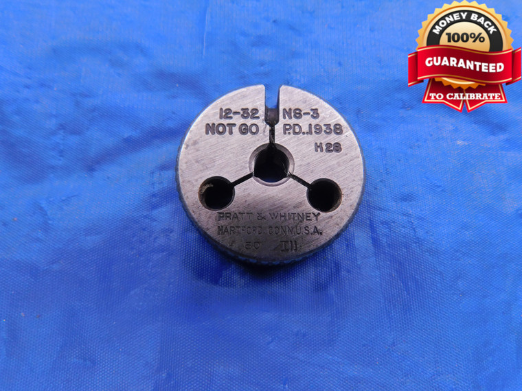 12 32 NS 3 THREAD RING GAGE #12 .216 NO GO ONLY P.D. = .1938 .2160 INSPECTION - DW13015LVR