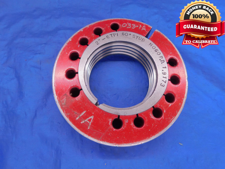 2" 6 60 DEG STUB THREAD RING GAGE 2.0 2.00 2.000 6.0 NO GO ONLY P.D. = 1.9173 - DW13055BHTX