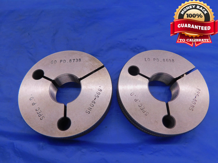 .895 40 NS SPECIAL THREAD RING GAGES .8950 GO NO GO P.D.'S = .8738 & .8698 CHECK - DW13071AG1