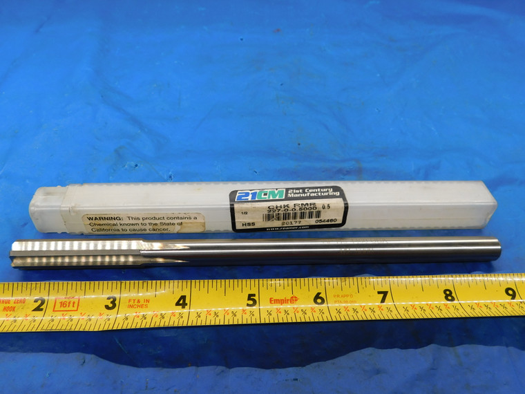 21ST CENTURY 1/2 O.D. HSS CHUCKING REAMER 7/16 SHANK 6 FLUTE 2" LOC 8" OAL .5 - MB3004LVR