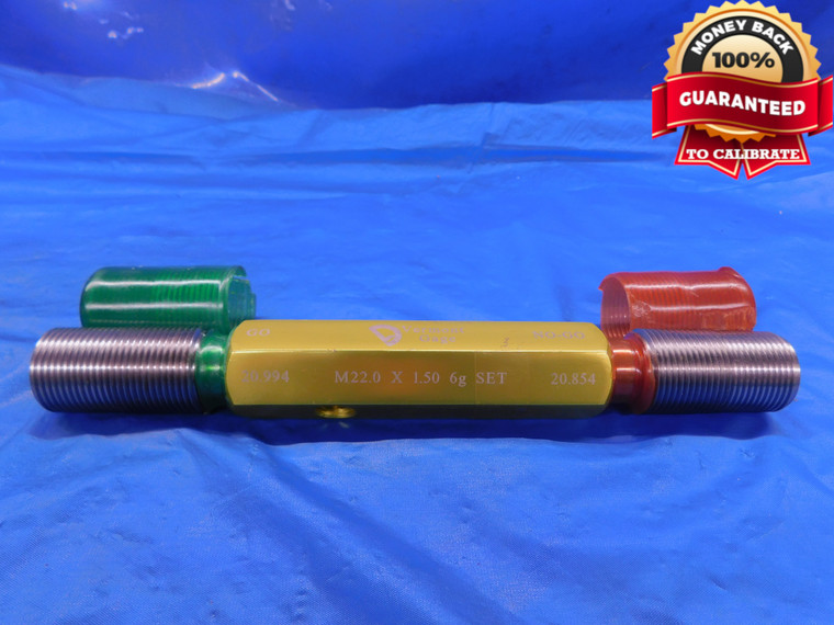 M22 X 1.5 6g VERMONT SET THREAD PLUG GAGE 22.0 GO NO GO P.D.'S = 20.994 & 20.854 - DW13138AP1