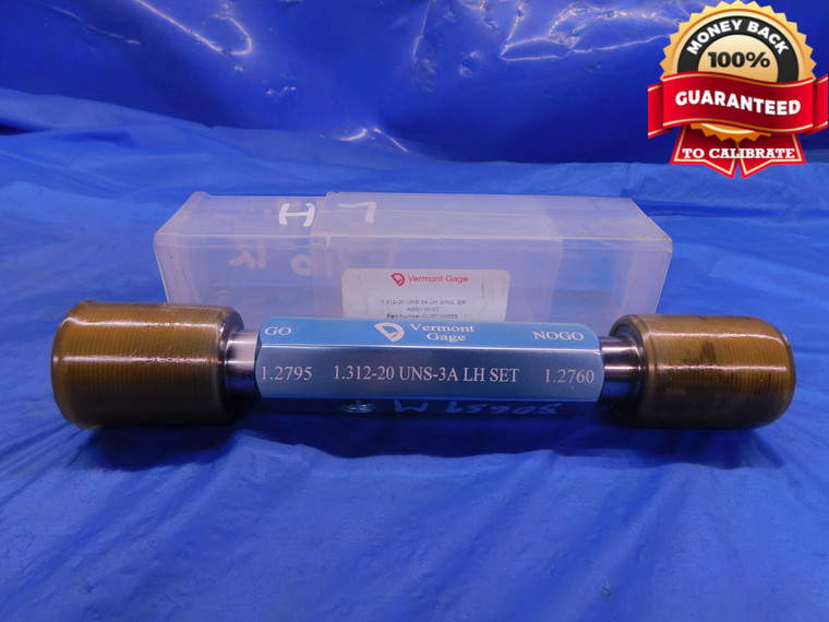 1.312 20 UNS 3A LEFT HAND SET THREAD PLUG GAGE 1 5/16 GO NO GO = 1.2795 1.2760 - DW13141AP1