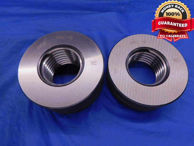 M42 X 4.5 6g SOLID THREAD RING GAGES 42.0 GO NO GO P.D.'S = 39.014 & 38.778 - DW13188HX