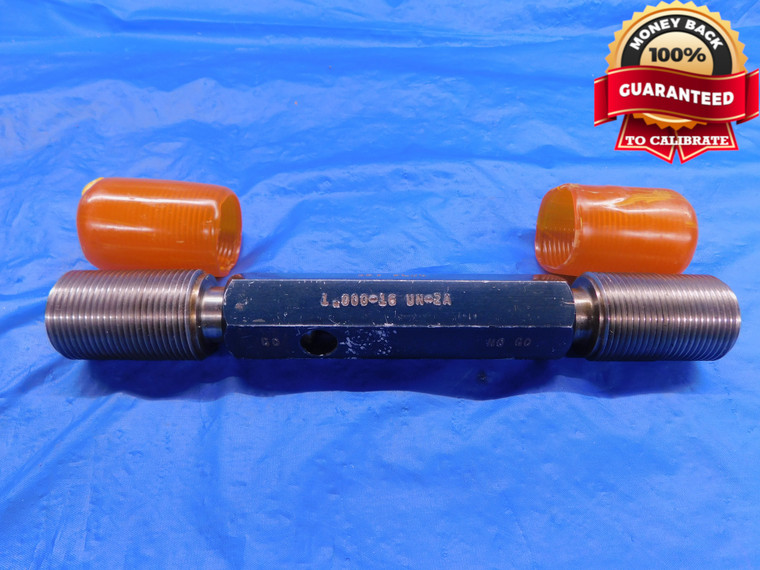 1" 16 UN 2A SET THREAD PLUG GAGE 1.0 1.00 1.000 GO NO GO P.D.'S = .9579 & .9529 - DW13220AP1