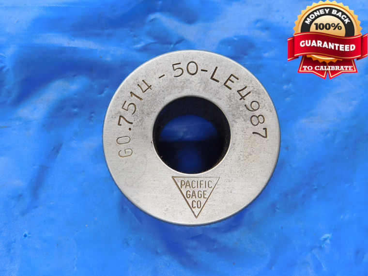 .7514 MASTER PLAIN BORE RING GAGE .7500 +.0014 OVERSIZE 3/4 19 mm - MB3273LVR