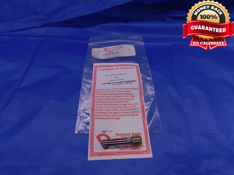 NEW CERTIFIED M7 X 1 6H VERMONT THREAD PLUG GAGE 7.0 1.0 NO GO ONLY P.D. = 6.500 - DW13266AJ1
