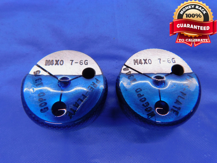 M4 X .7 6g PREPLATE THREAD RING GAGES 4.0 0.7 GO NO GO P.D.'S = .1375 & .1344 - DW13284LVR